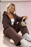 komplet dresowy bawełniany mocca brązowy rozpinana bluza kaptur
