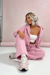 komplet dresowy bawełniany pudrowy róż rozpinana bluza kaptur