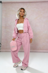 komplet dresowy bawełniany pudrowy róż rozpinana bluza kaptur