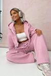 komplet dresowy bawełniany pudrowy róż rozpinana bluza kaptur