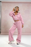 komplet dresowy bawełniany pudrowy róż rozpinana bluza kaptur