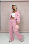 komplet dresowy bawełniany pudrowy róż rozpinana bluza kaptur