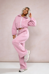 komplet dresowy bawełniany pudrowy róż rozpinana bluza kaptur