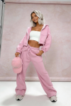 komplet dresowy bawełniany pudrowy róż rozpinana bluza kaptur