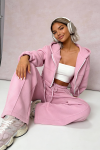 komplet dresowy bawełniany pudrowy róż rozpinana bluza kaptur