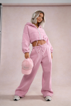 komplet dresowy bawełniany pudrowy róż rozpinana bluza kaptur