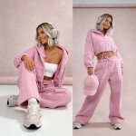 komplet dresowy bawełniany pudrowy róż rozpinana bluza kaptur