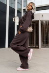 komplet dresowy damski oversizowe spodnie bluza z  kapturem mocca brązowy