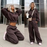 komplet dresowy damski oversizowe spodnie bluza z  kapturem mocca brązowy