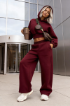 komplet dresowy damski oversizowe spodnie bluza z  kapturem bordowy