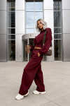 komplet dresowy damski oversizowe spodnie bluza z  kapturem bordowy