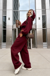 komplet dresowy damski oversizowe spodnie bluza z  kapturem bordowy