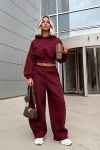 komplet dresowy damski oversizowe spodnie bluza z  kapturem bordowy