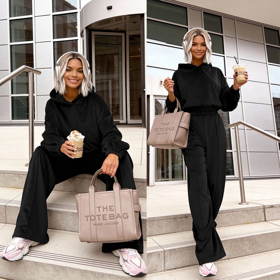 Welurowy dres Cloud czarny