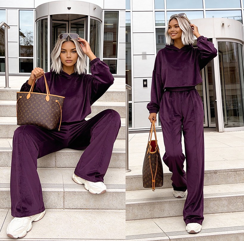 Welurowy dres Cloud burgund