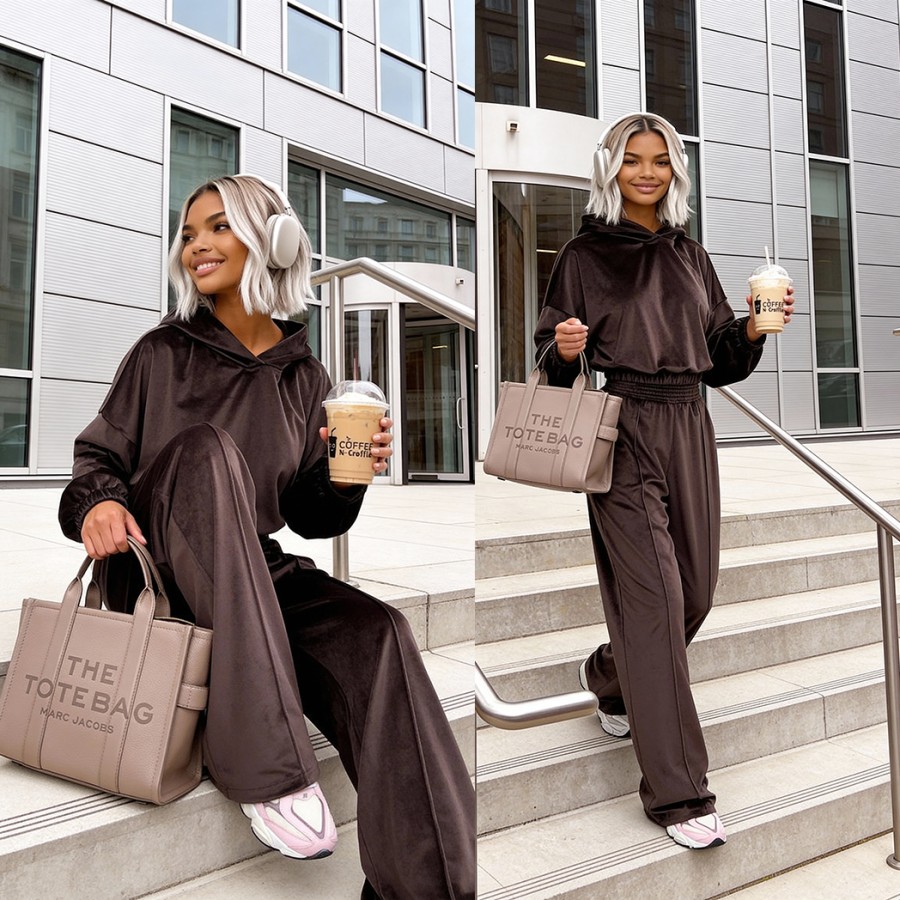 Welurowy dres Cloud czekolada