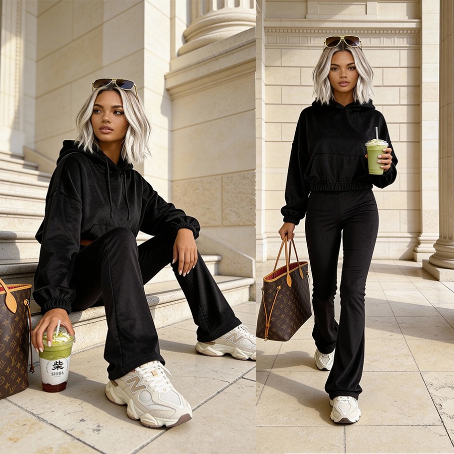 Welurowy komplet Willow czarny