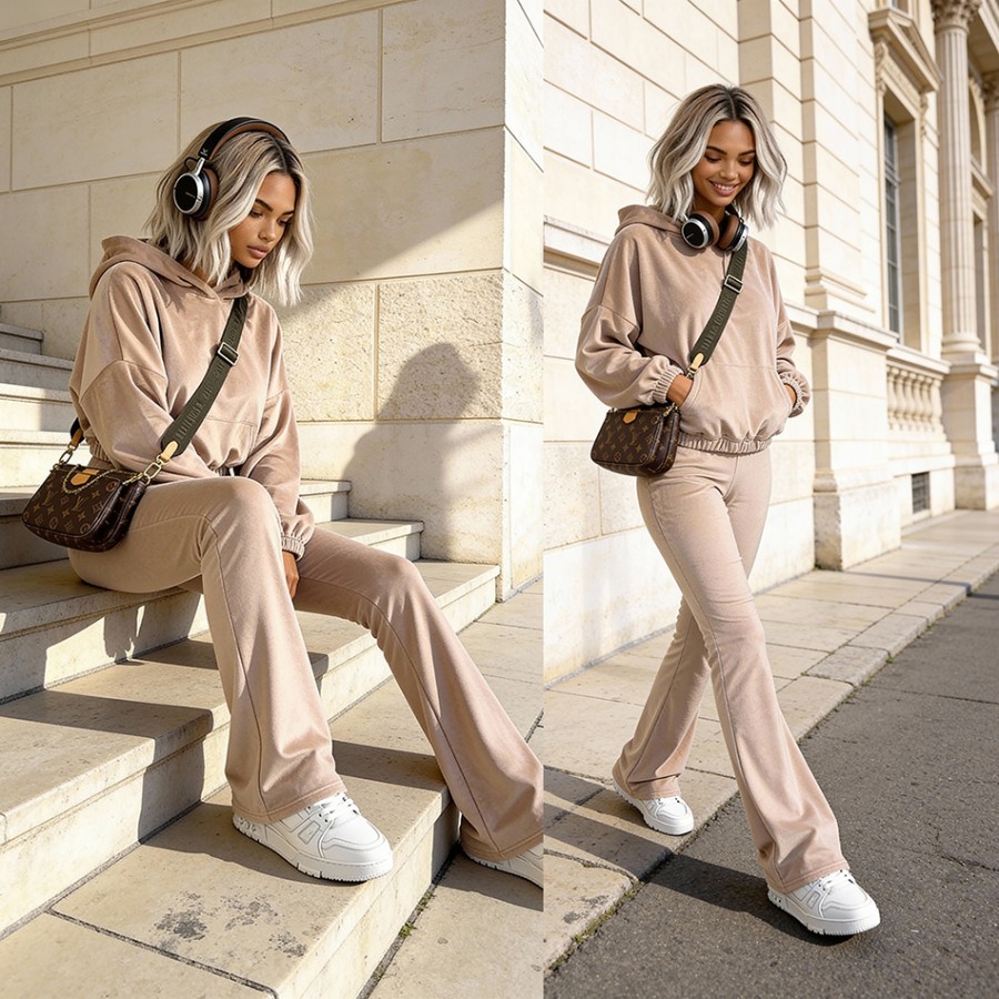 Welurowy komplet Willow latte