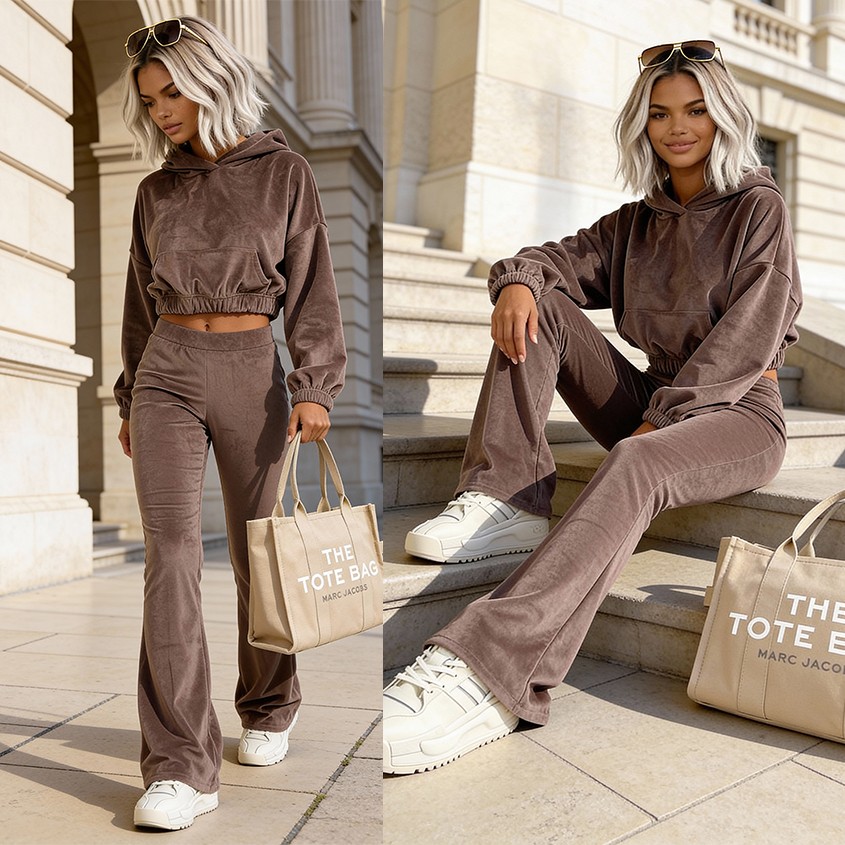 Welurowy komplet Willow mocca