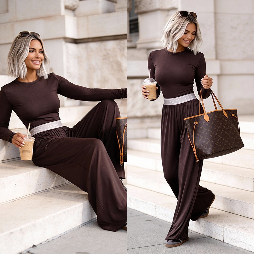 Set z wiskozy Susan z logowaną gumą czekolada