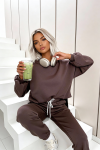 komplet dresowy damski wiskoza bluzka oversize mocca brazowy
