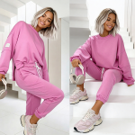 komplet damski z wiskozą bluzka oversize różowy