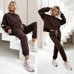 komplet dresowy damski wiskoza bluzka oversize czekoladowa brązowa