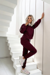 komplet dresowy damski wiskoza bluzka oversize bordowy