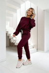 komplet dresowy damski wiskoza bluzka oversize bordowy