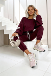 komplet dresowy damski wiskoza bluzka oversize bordowy