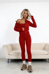 trzyczęściowy komplet dla kobiet z wiskozy 3 w 1 top rozpinana bluza legginsy czerwony