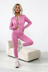 komplet 3w1 wiskoza top rozpinana bluza masełko różowy