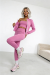 komplet 3w1 wiskoza top rozpinana bluza masełko różowy