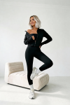 trzyczęściowy komplet dla kobiet z wiskozy 3 w 1 top rozpinana bluza legginsy czarny