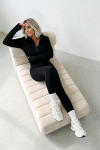 trzyczęściowy komplet dla kobiet z wiskozy 3 w 1 top rozpinana bluza legginsy czarny