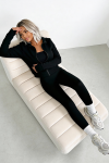 trzyczęściowy komplet dla kobiet z wiskozy 3 w 1 top rozpinana bluza legginsy czarny