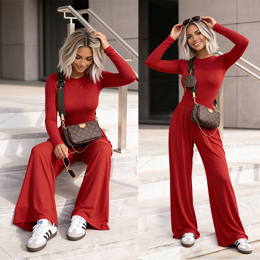 Komplet wiskozowy Comfort Chic czerwony