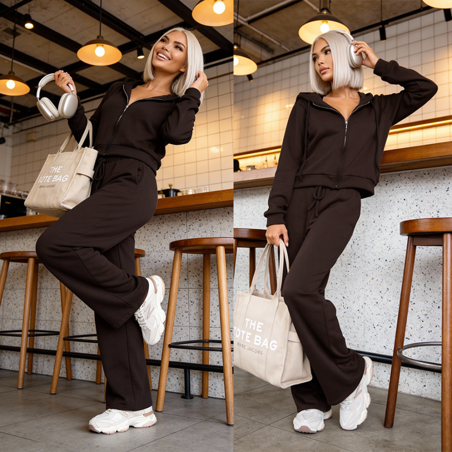 Komplet sweterkowy Relax Knit szary czekolada