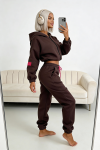 komplet dresowy damski z kapturem czekolada brązowy