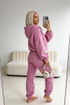 komplet dresowy damski z kapturem różowy