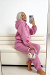 komplet dresowy damski z kapturem różowy