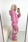 komplet dresowy damski z kapturem różowy