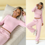 komplet dresowy damski masełko pastelowy róż wiskoza