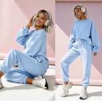 komplet dresowy damski masełko wiskoza niebieski baby blue