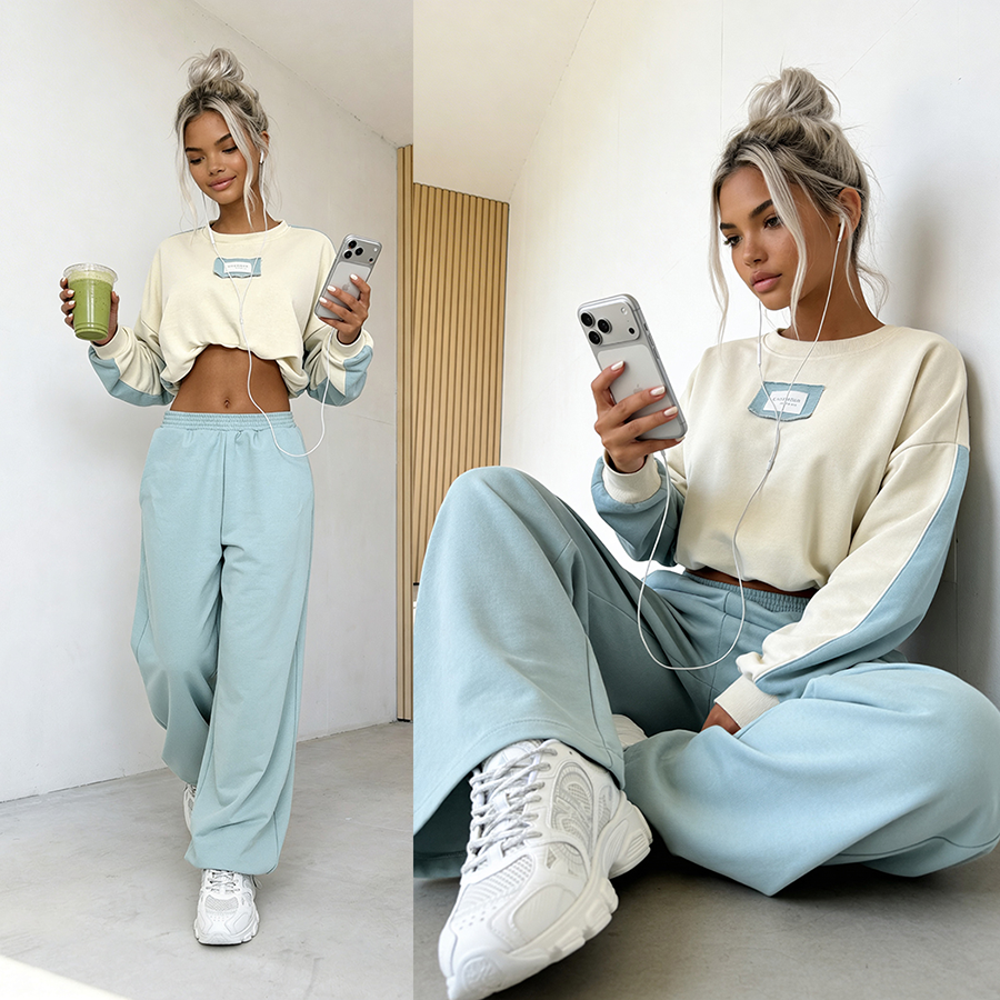 Komplet dresowy Duo pistacja-kokos