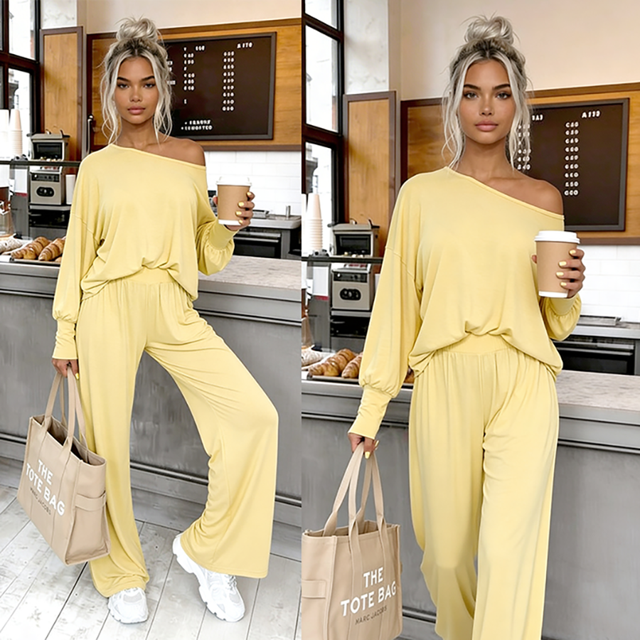 Komplet z 95% wiskozy Aurelia żółty