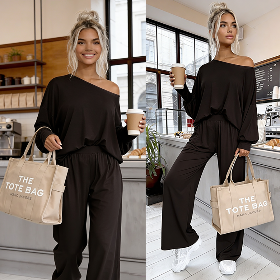 Komplet z 95% wiskozy Aurelia czekoladowy