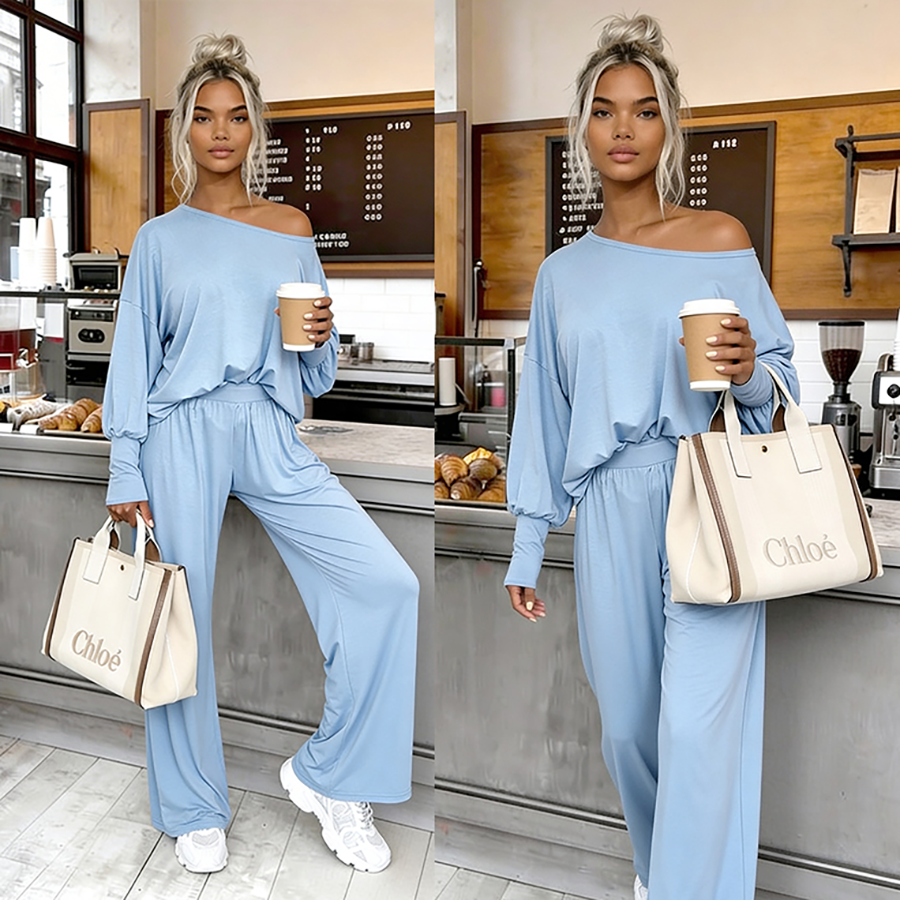 Komplet z 95% wiskozy Aurelia baby blue