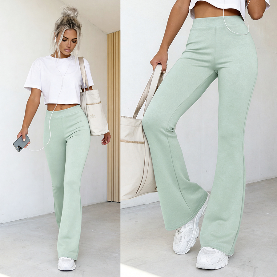Modelujące spodnie flare pistacja Dream Fit Regular